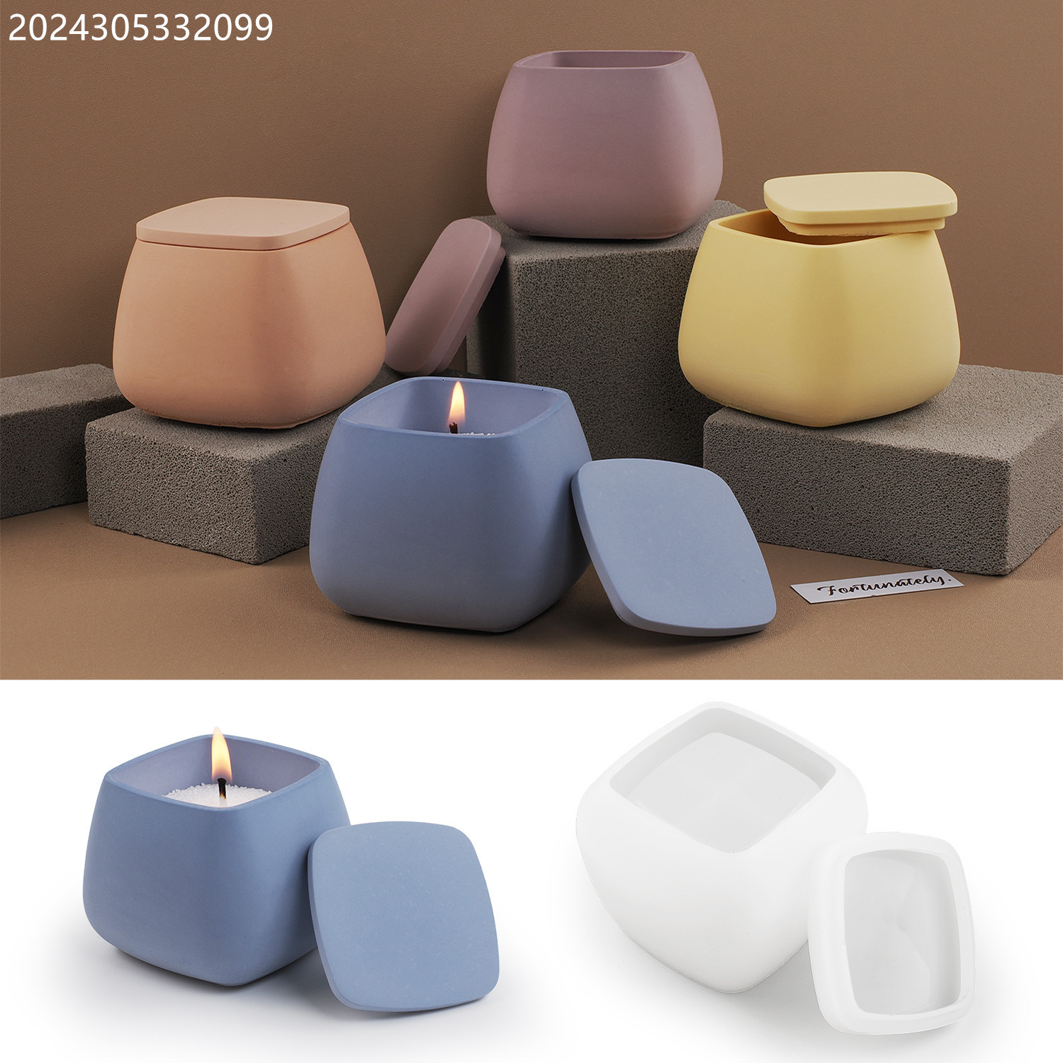 Ceramic Candle Vessel - قالب سيليكون لصنع أكواب الشموع المربعة