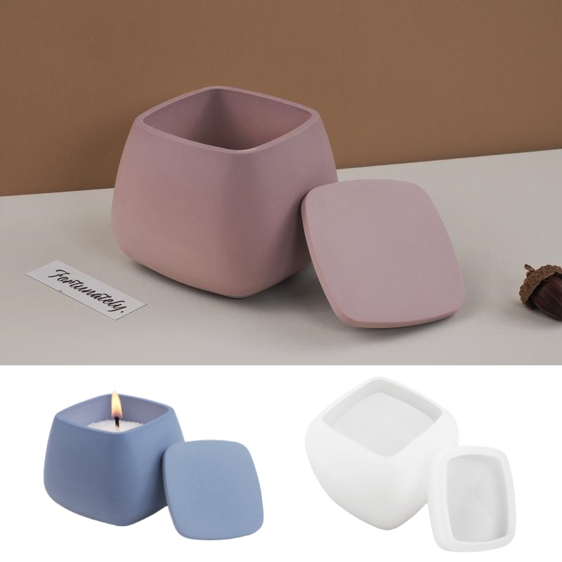 Ceramic Candle Vessel - 1 مجموعة مربع صندوق تخزين الأشعة