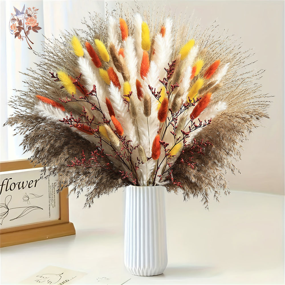 Dried Pampas Bundle - 85 قطع الطبيعية رقيق الخريف بامباس