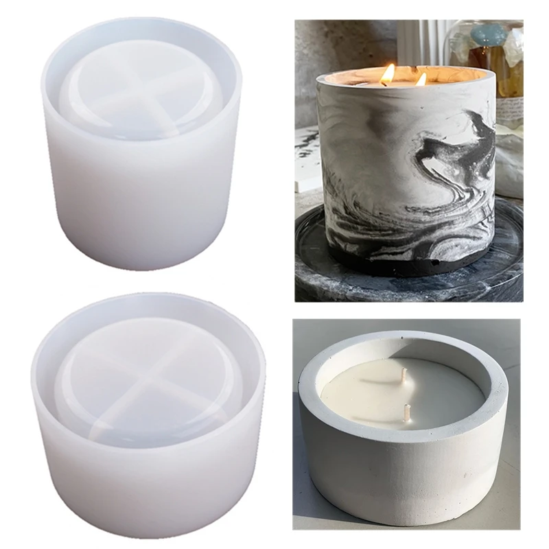 Ceramic Candle Vessel - 3 أحجام قوالب الخرسانة الاسمنتية المستديرة