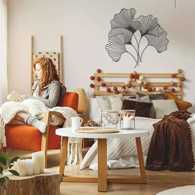 زخرفة الجدار ورقة الجنكة ، زهر - مراجعة Interior Design Of Cafe وسعره
