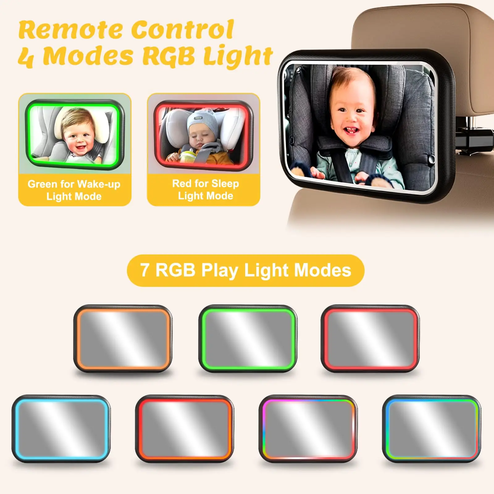 مرآة سيارة للأطفال مع ضوء، مرآ - مراجعة Interior Design Remote وسعره