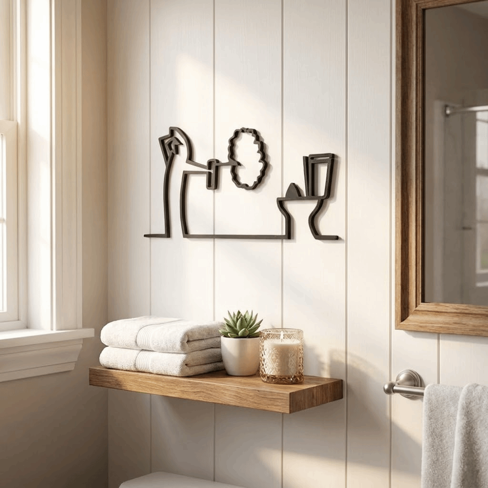لافتة حمام معدنية مسطحة ثنائية - مراجعة Interior Design Studio وسعره